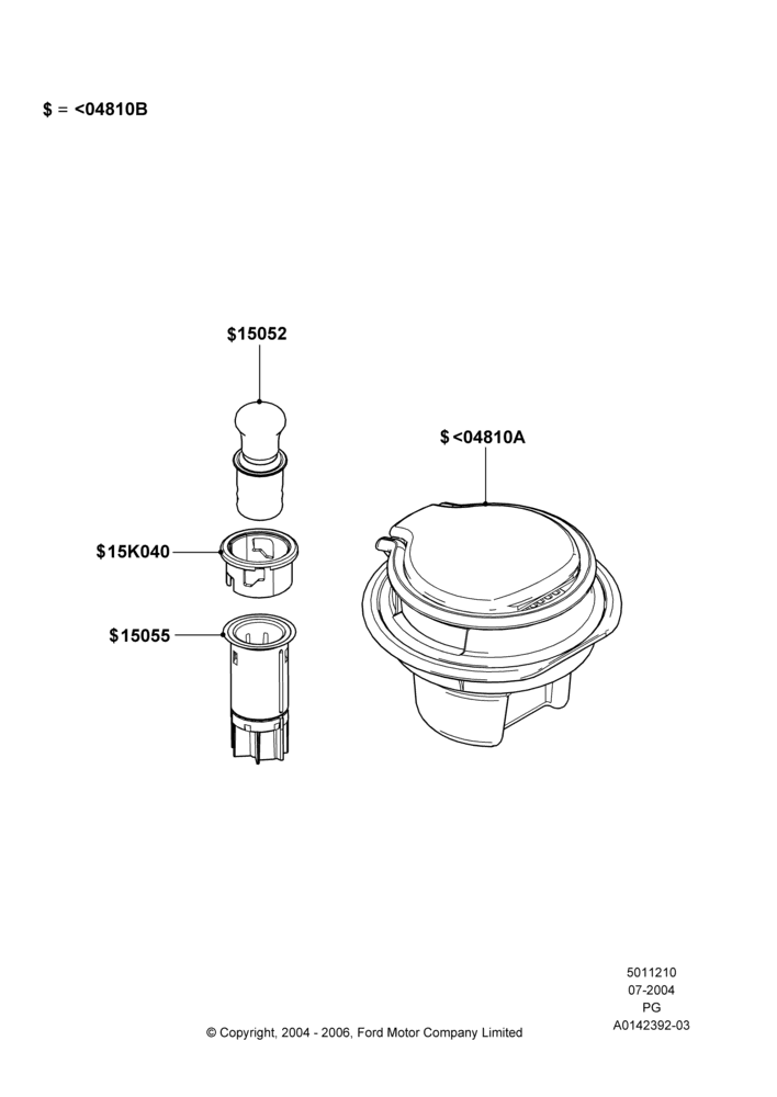 10XA - Console - Floor, Accessory Ashtub Kit; 12/JUL/2004-05/JUN/2009