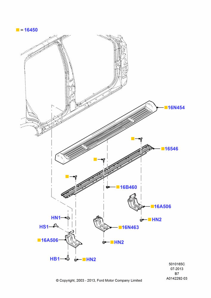 65C - Running Boards/Side Steps, Less Special Value Packages, XLT; 04/AUG/2003-02/AUG/2006