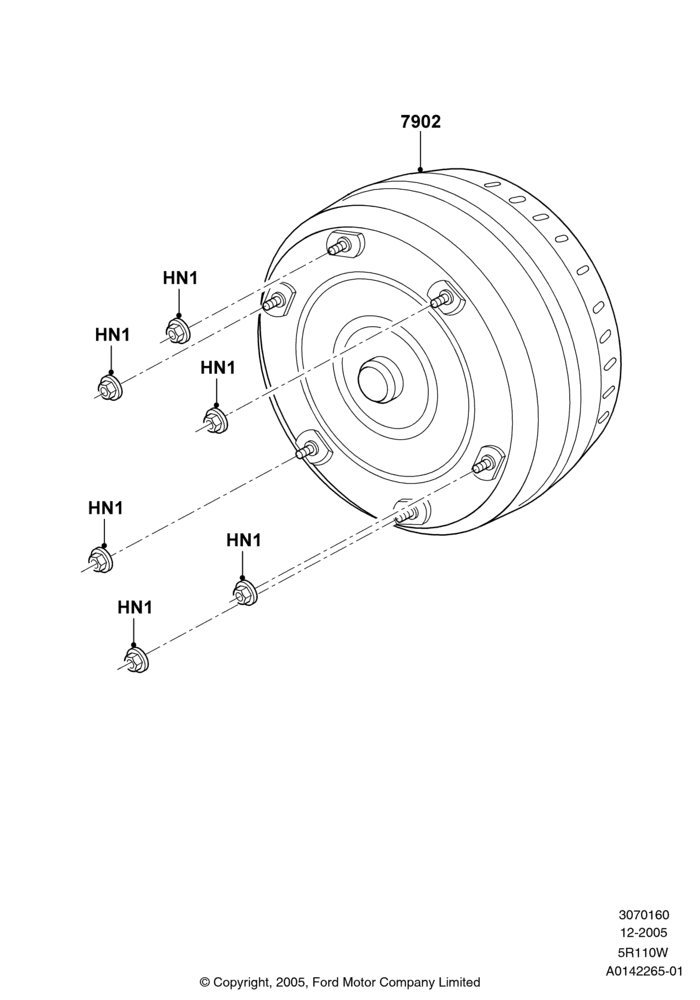 60B - Converter, 5 Speed Auto 5R110W - HI/Torque, 5R110W 5 Speed Auto Trans NAAO; 03/JAN/2005