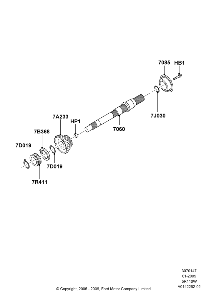 47B - Output Shafts, 5 Speed Auto 5R110W - HI/Torque, 5R110W 5 Speed Auto Trans NAAO; 03/JAN/2005