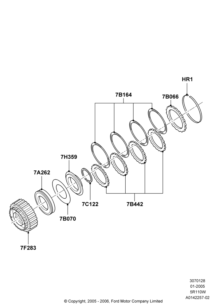 28B - Direct Clutch and Components, 5 Speed Auto 5R110W - HI/Torque, 5R110W 5 Speed Auto Trans NAAO; 03/JAN/2005