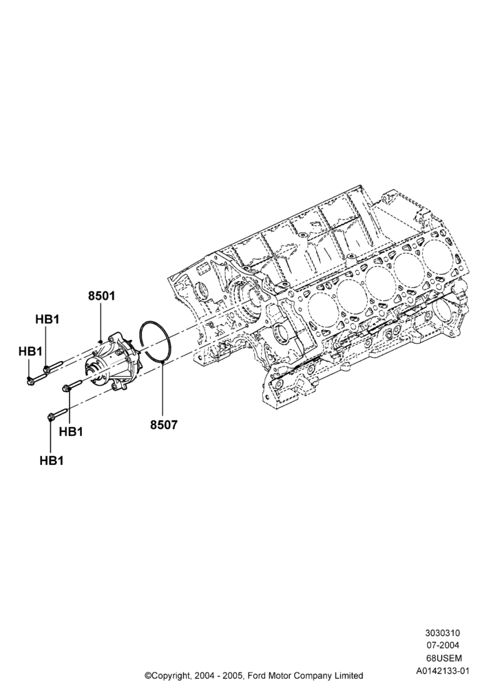 10A - Water Pump, 6.8L Gas EFI V10; 19/JUL/2004-12/FEB/2010