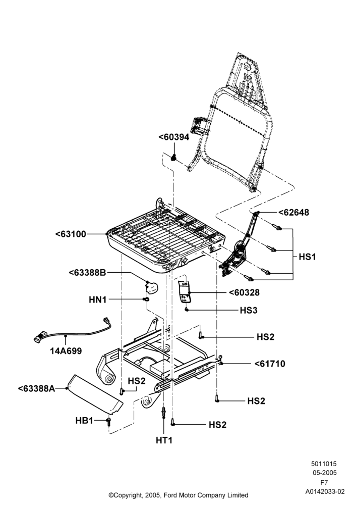 15J - Front Seat Base, Less Fr Seat Integrated Restraints, With 40/20/40 Split Bench Frnt Seat, With Captain Chair Front Seats, With Driver 6 Way Pwr.Seat Adjuster; 16/MAY/2005-18/DEC/2006
