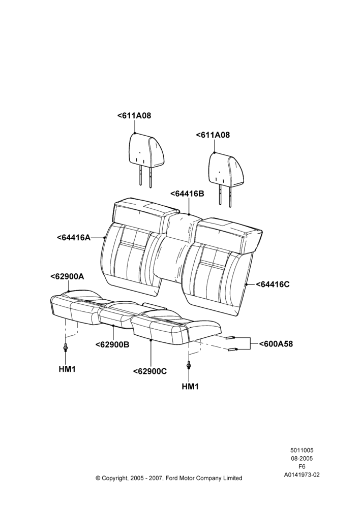 05P - Front Seat Covers, Regular Cab, With Split Bench Front Seat; 08/AUG/2005-17/JUL/2006
