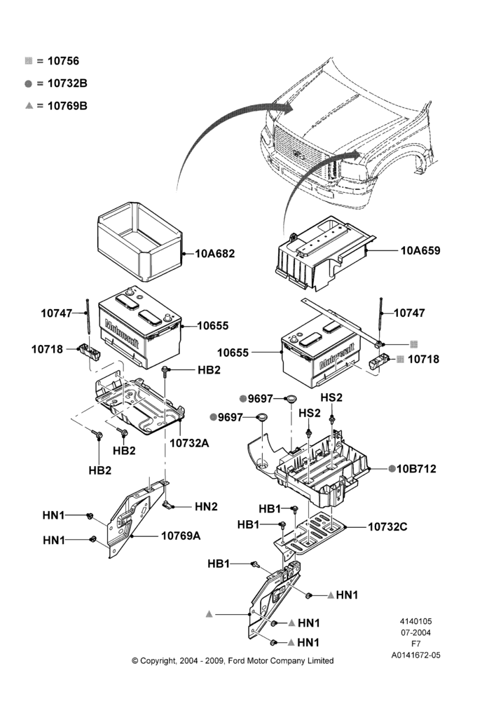 05B - Battery and Mountings, 6.0L OHV Diesel V8; 19/JUL/2004-18/DEC/2006