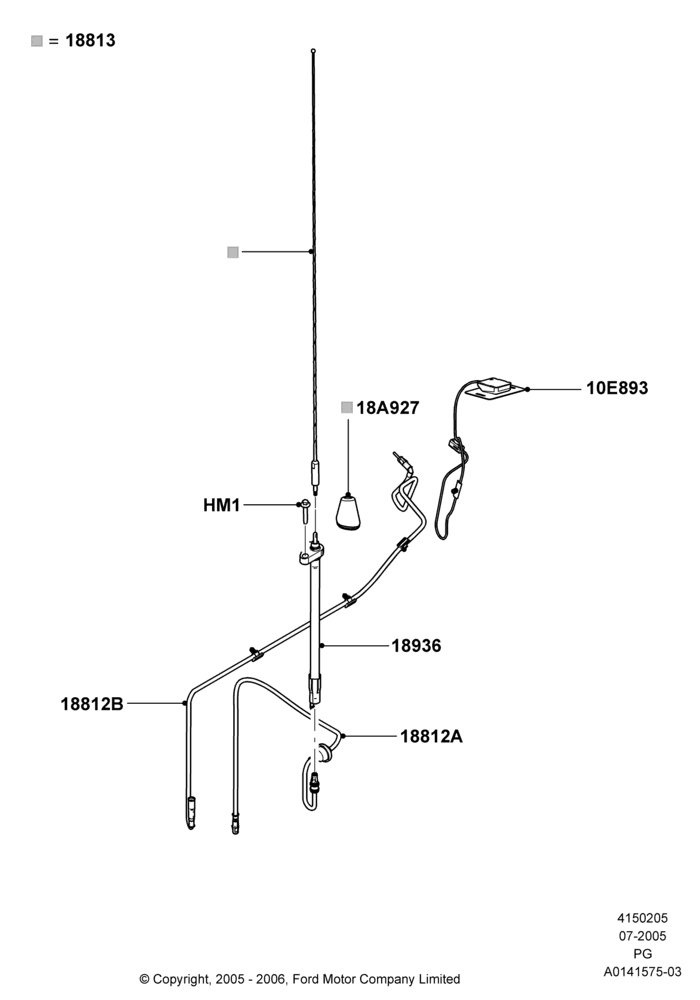 05C - Antenna, AM/FM Str/CD/Clk/Navig System; 18/JUL/2005-01/MAY/2006