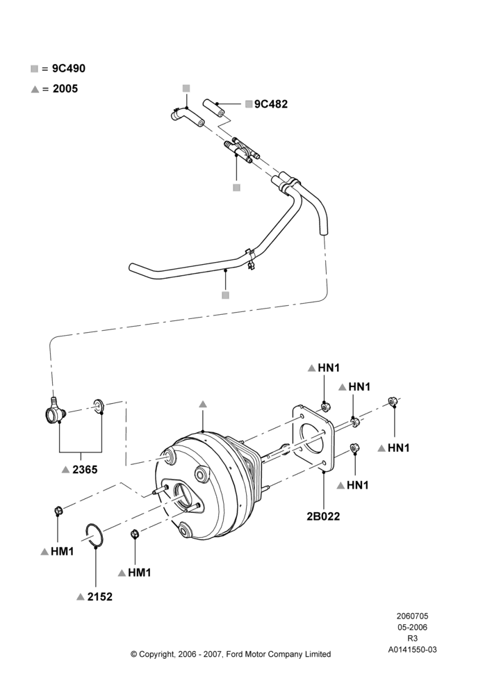 05B - Brake Booster, 2.3L 4V NA I4 Petrol; 01/MAY/2006-16/DEC/2011