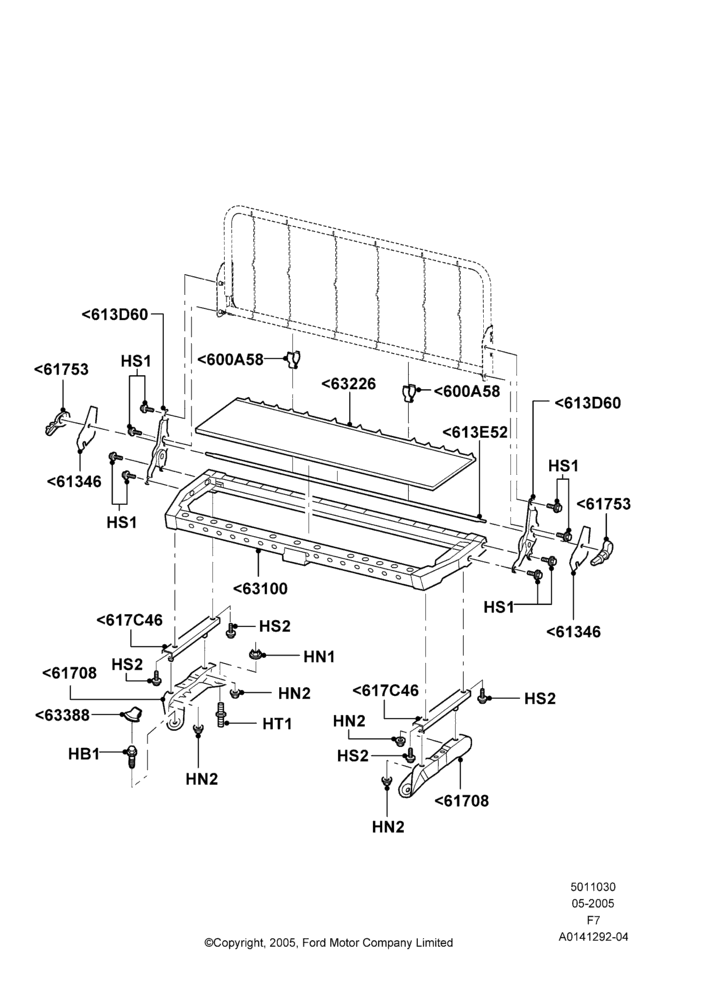 30C - Rear Seat Base, Crew Cab, With 2nd Row Bench Seat - 3 Passngr; 16/MAY/2005-18/DEC/2006