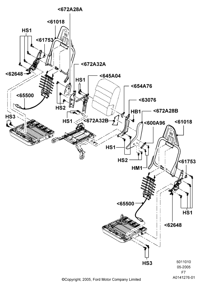 10F - Front Seat Back, Less Fr Seat Integrated Restraints, With 40/20/40 Split Bench Frnt Seat; 16/MAY/2005-18/DEC/2006