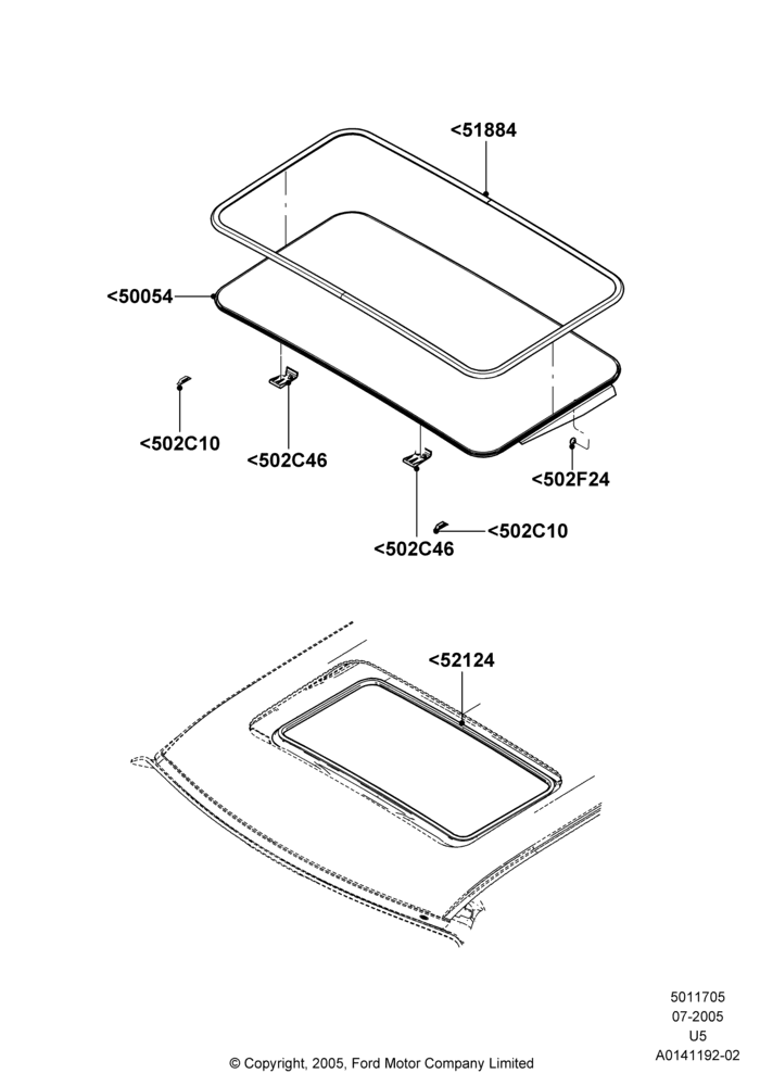 05B - Sliding Roof Panel, With Electric Slide Sunroof; 19/JUL/2005-16/DEC/2010