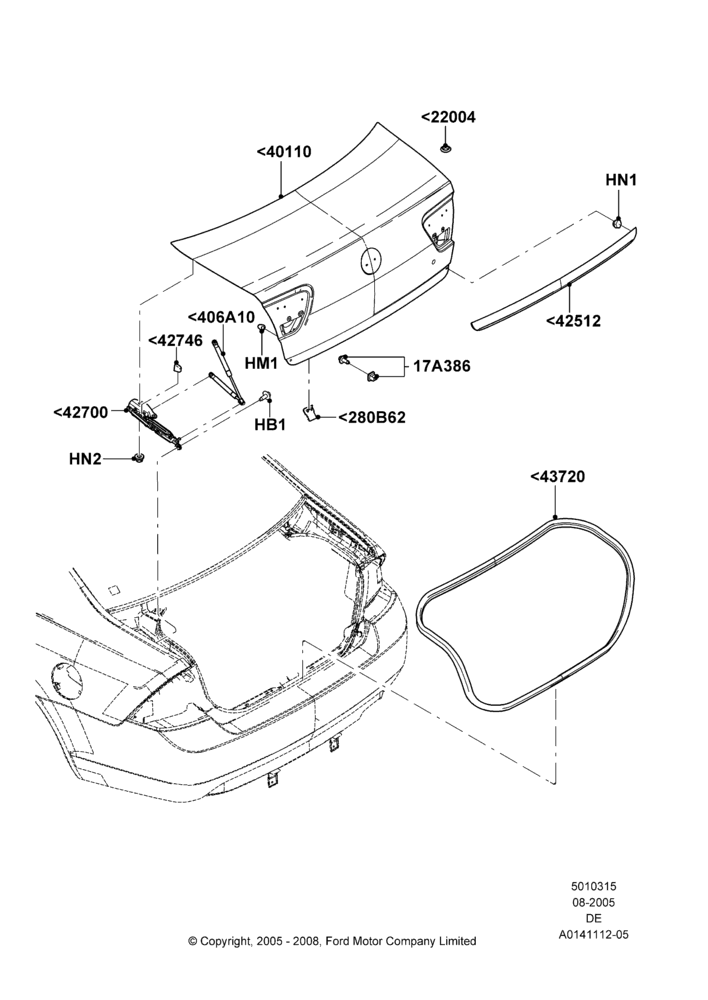 15B - Luggage Compartment Door, Mercury Division Derivative; 01/AUG/2005-04/FEB/2009