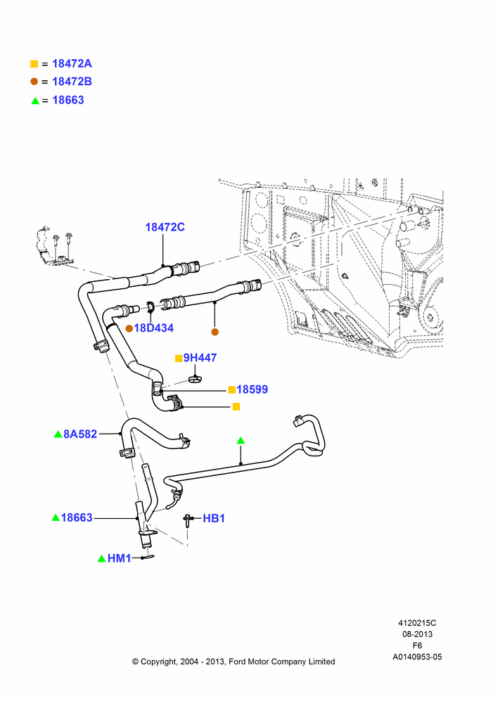 15C - Heater Hoses, 4.2L V6 12v OHV EFI; 23/AUG/2004-18/AUG/2008