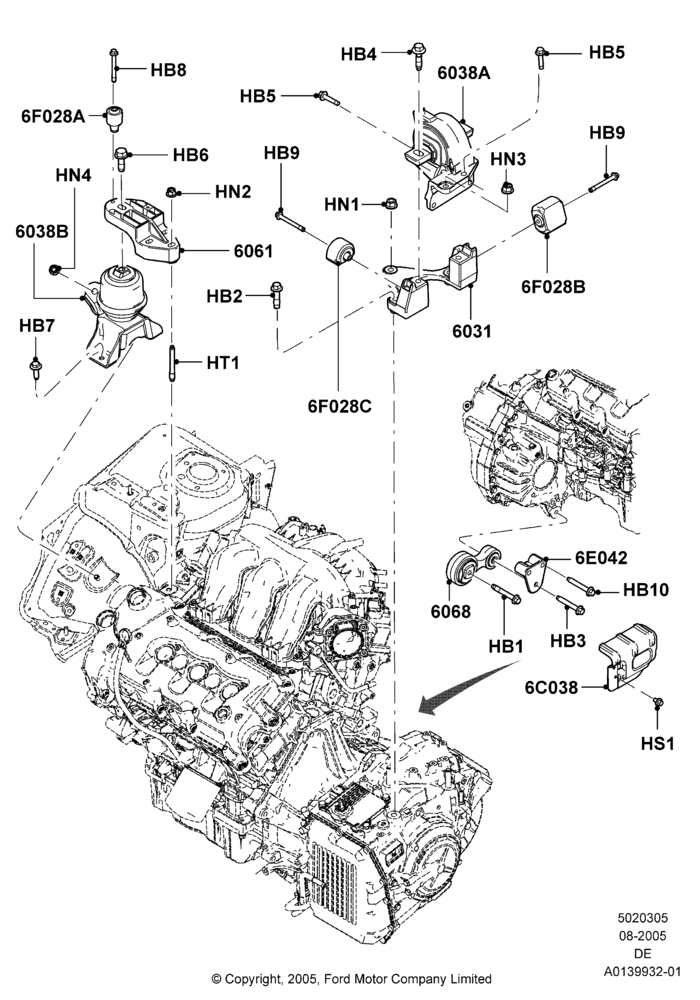 05C - Engine Mounting, 3.0 DOHC EFI; 01/AUG/2005-04/FEB/2009