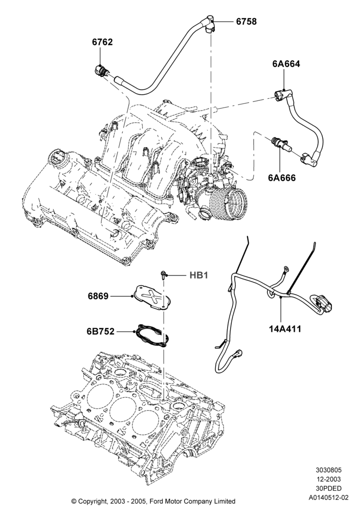 05B - Emission Control - Crankcase, 3.0 V6 24V DOHC EFI Modular; 22/DEC/2003-01/MAY/2006