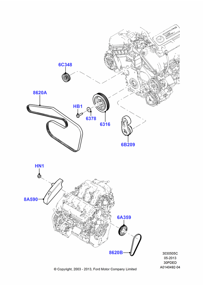 Pulleys and Drive Belts, 3.0 V6 24V DOHC EFI Modular