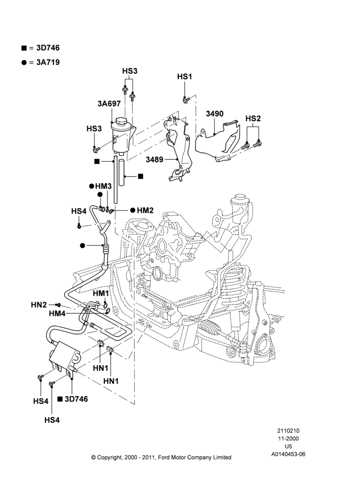 10D - Supply & Return Hoses - Power Strg, 4.6L 3V V8, RHD 4WD (PTD), Romeo 4.6 SOHC EFI; 13/NOV/2000-16/DEC/2010