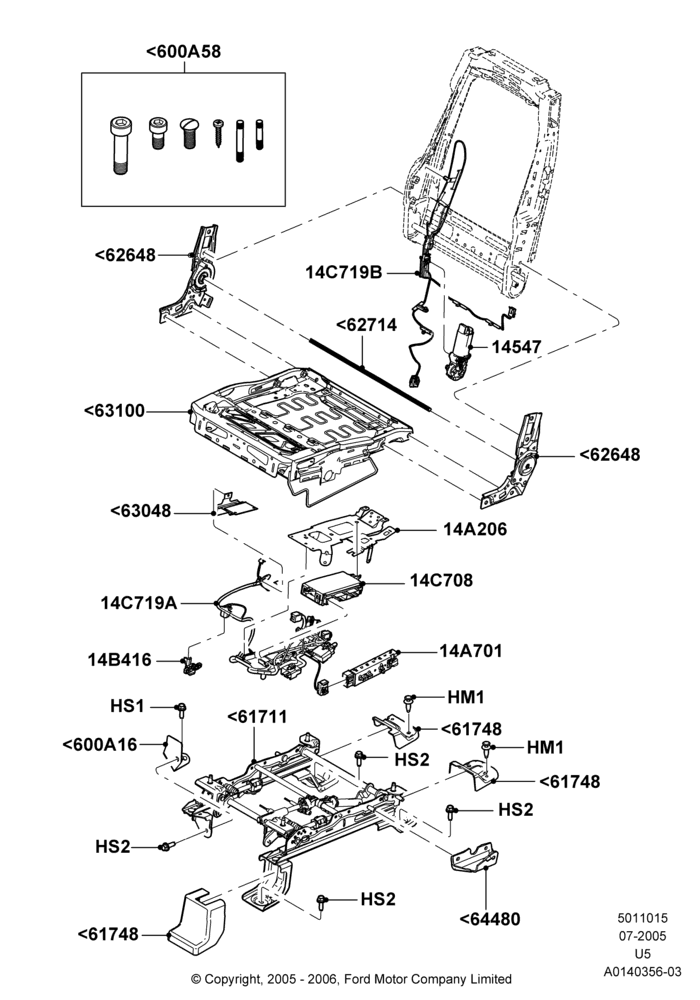 15F - Front Seat Base, With Driver 10 Way Pwr Seat Adjust; 19/JUL/2005-16/DEC/2010