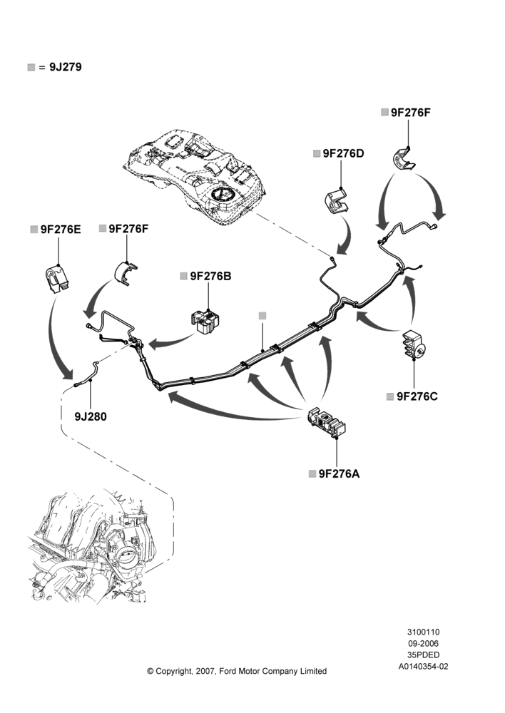 10A - Fuel Lines, 3.5L 4V DOHC VCT SMPI V6 Gas; 30/AUG/2006-04/FEB/2009