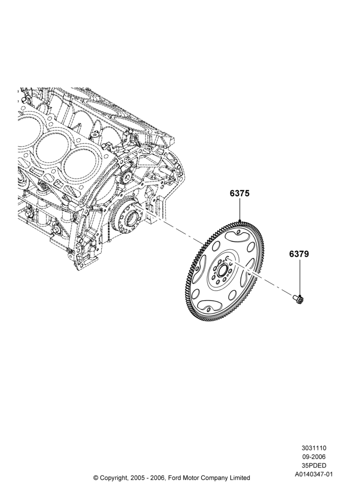 10A - Flywheel, 3.5L 4V DOHC VCT SMPI V6 Gas; 30/AUG/2006-29/JUL/2012