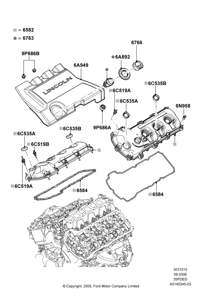 15A - Cylinder Head Cover, 3.5L 4V DOHC VCT SMPI V6 Gas; 30/AUG/2006-29/JUL/2012