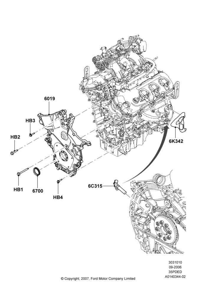 10A - Timing Gear Covers, 3.5L 4V DOHC VCT SMPI V6 Gas; 30/AUG/2006-29/JUL/2012