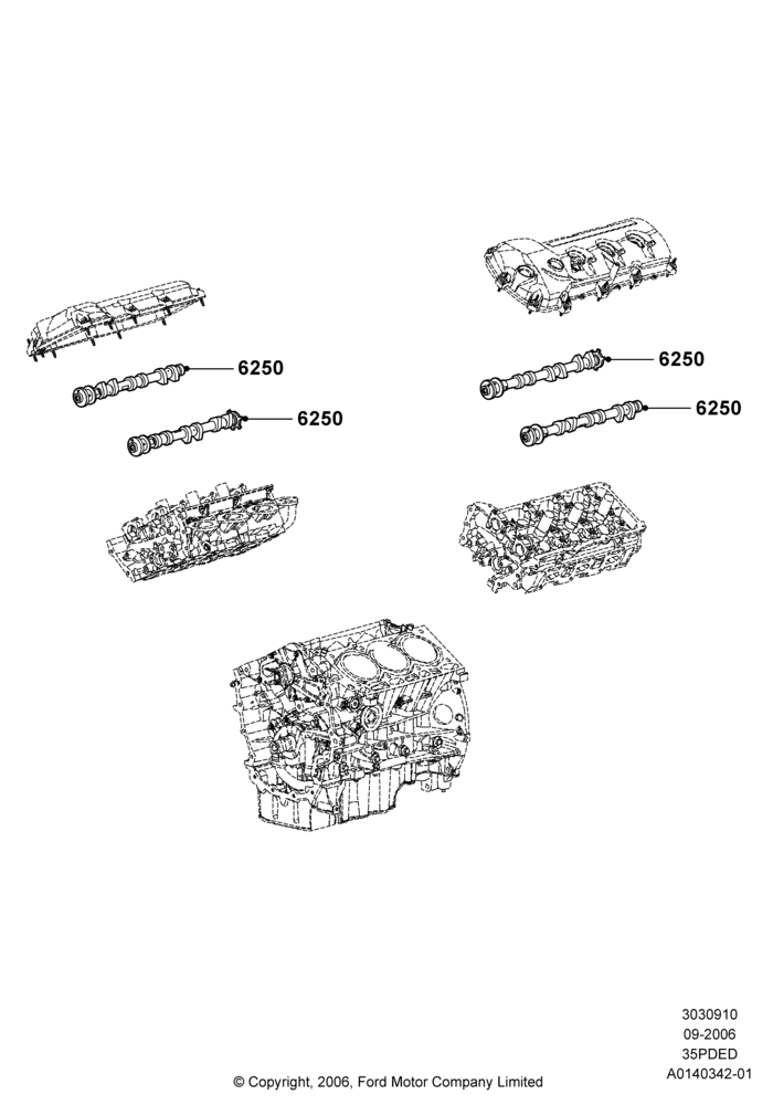 10A - Camshaft, 3.5L 4V DOHC VCT SMPI V6 Gas; 30/AUG/2006-29/JUL/2012