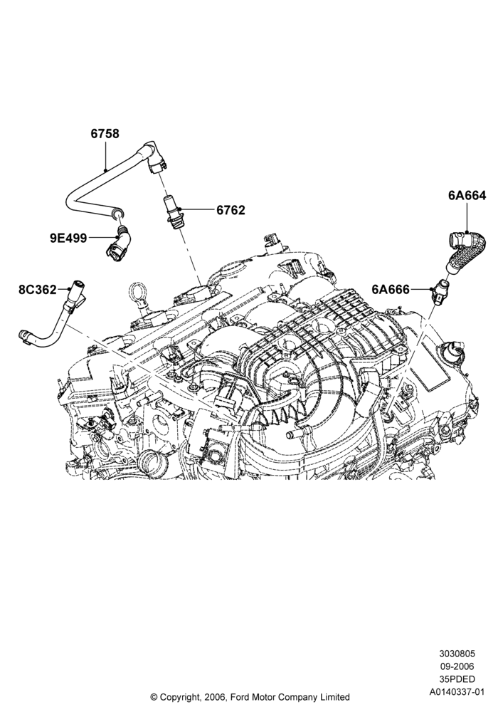05A - Emission Control - Crankcase, 3.5L 4V DOHC VCT SMPI V6 Gas; 30/AUG/2006-29/JUL/2012