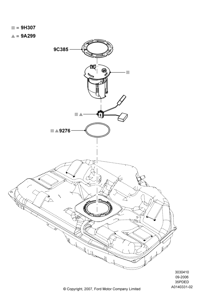 10A - Fuel Pump And Sender Unit, 3.5L 4V DOHC VCT SMPI V6 Gas, FWD; 30/AUG/2006-04/FEB/2009