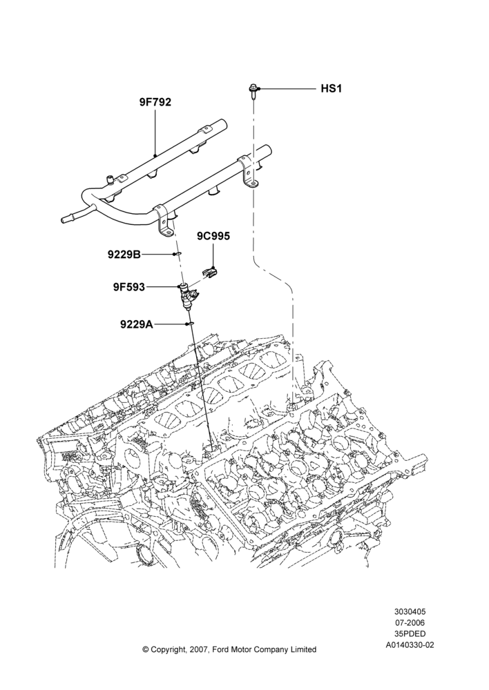 05A - Fuel Injectors and Pipes, 3.5L 4V DOHC VCT SMPI V6 Gas; 30/AUG/2006-29/JUL/2012