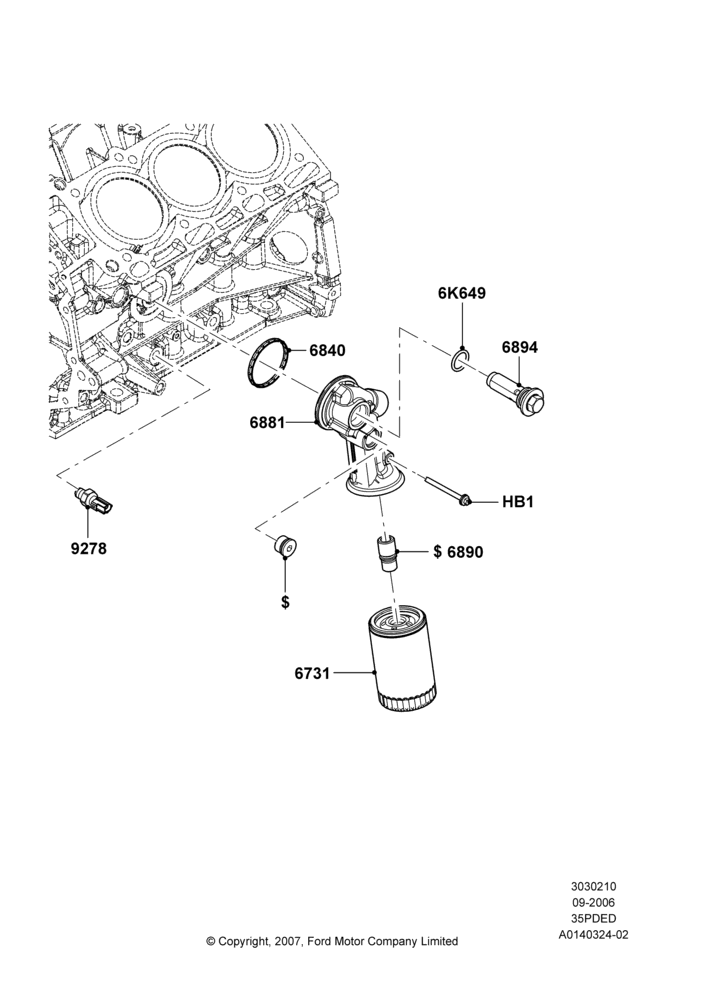 10A - Oil Cooler and Filter, 3.5L 4V DOHC VCT SMPI V6 Gas; 30/AUG/2006-04/FEB/2009