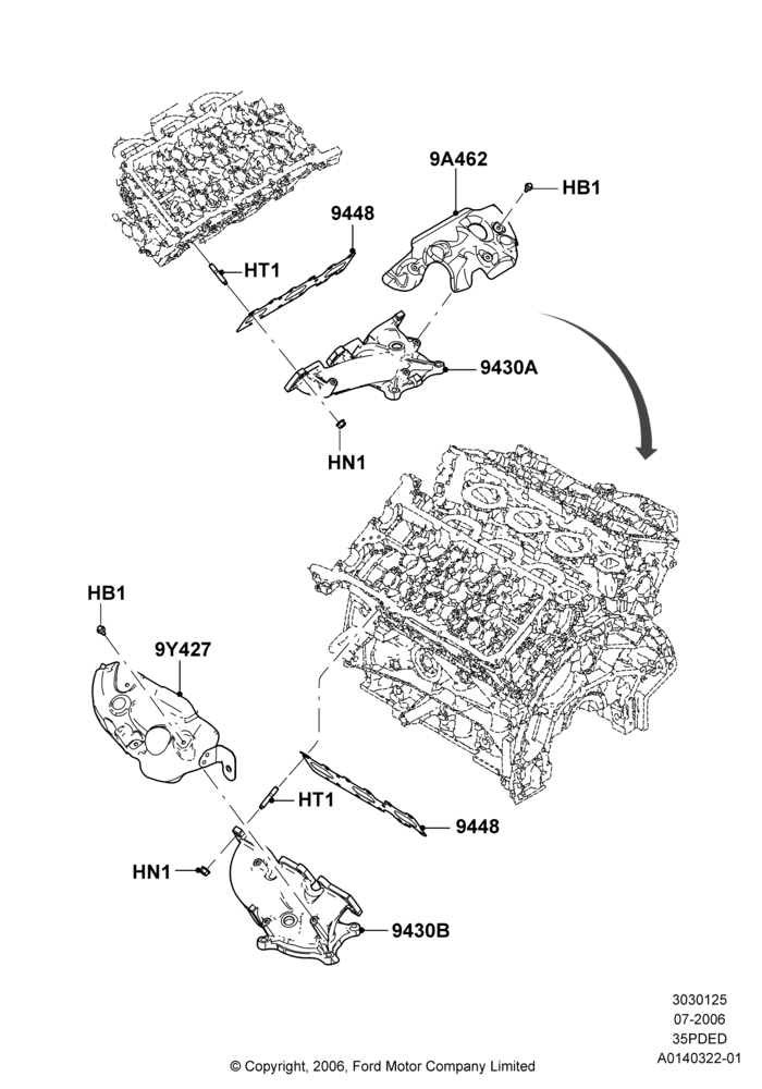 25A - Exhaust Manifold, 3.5L 4V DOHC VCT SMPI V6 Gas; 30/AUG/2006-29/JUL/2012