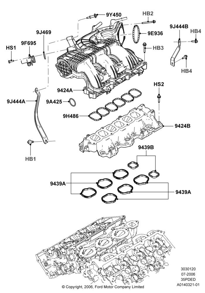 20A - Intake Manifold, 3.5L 4V DOHC VCT SMPI V6 Gas; 30/AUG/2006-29/JUL/2012