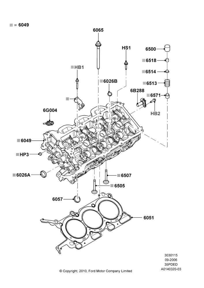 15A - Cylinder Head, 3.5L 4V DOHC VCT SMPI V6 Gas; 30/AUG/2006-29/JUL/2012