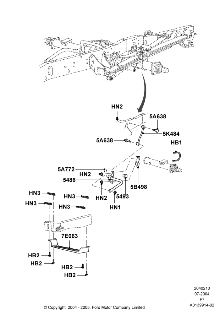 Rear Cross Member & Stabilizer Bar, Narrow Frame (Chassis Cab), Ford 350 Series