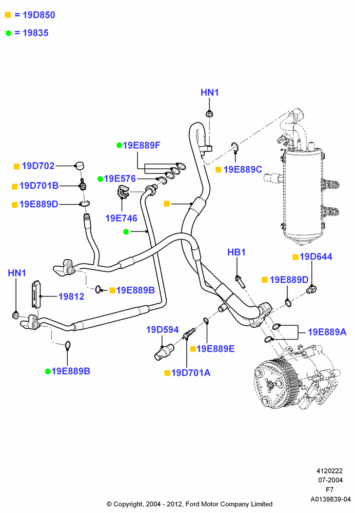 22B - Air Conditioning System, 6.0L OHV Diesel V8, 6.8L Gas EFI V10, With Air Conditioning; 19/JUL/2004-18/DEC/2006