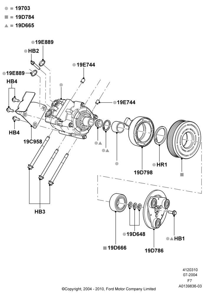 10F - Air Conditioning Condensr/Compressr, 6.8L Gas EFI V10, With Air Conditioning, Compressor Assy; 19/JUL/2004-18/DEC/2006