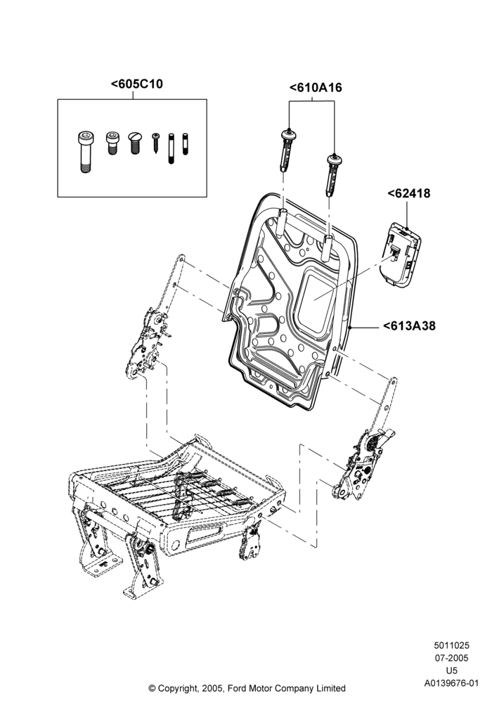 25S - Rear Seat Back, Sec Row 60/40 (3 P)-Easy Entry, LH; 19/JUL/2005-16/DEC/2010