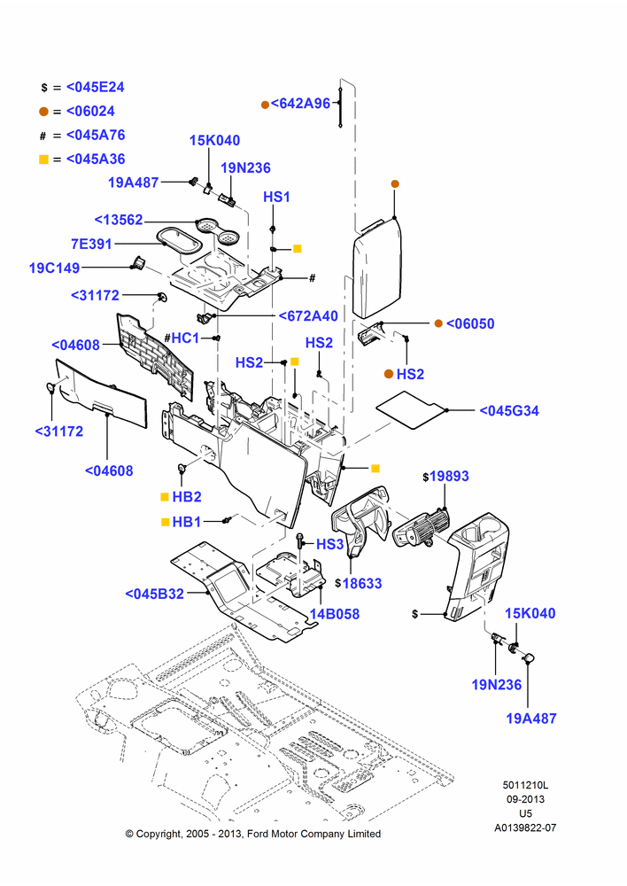 10L - Console - Floor, With Front Floor Console; 19/JUL/2005-25/JUN/2007