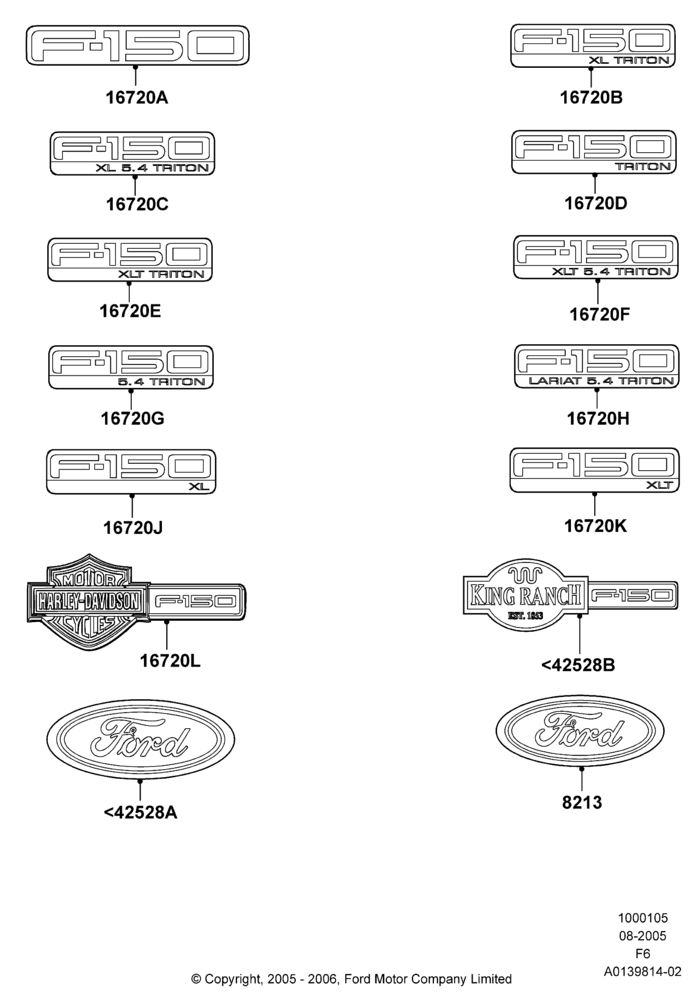 Name Plates, Ford 150 Series