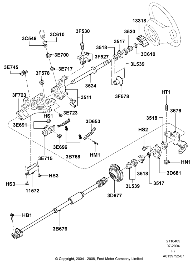 05B - Steering Column, Manual Transmission, With Fixed Steering Column; 19/JUL/2004-18/DEC/2006