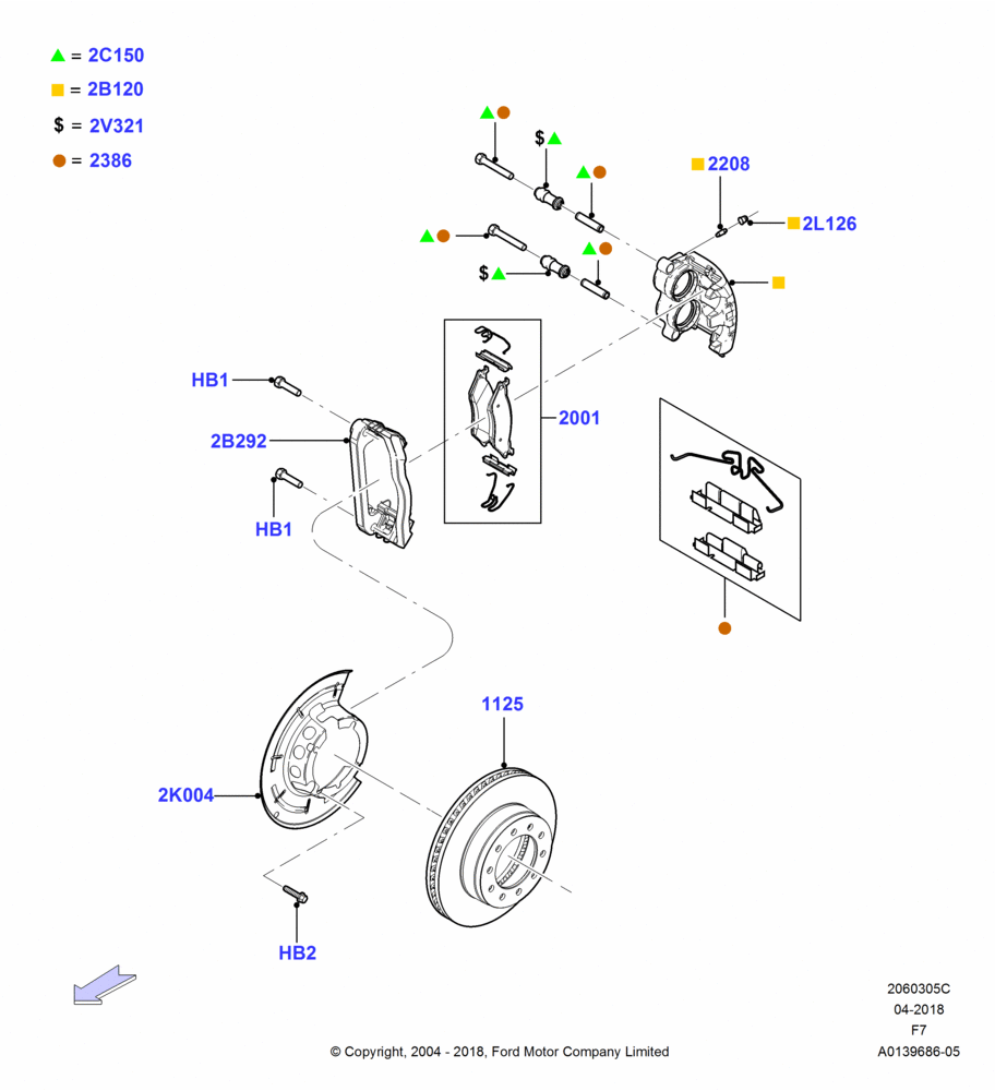 Front Brake Discs and Calipers, Ford 550 Series, Ford 450 Series