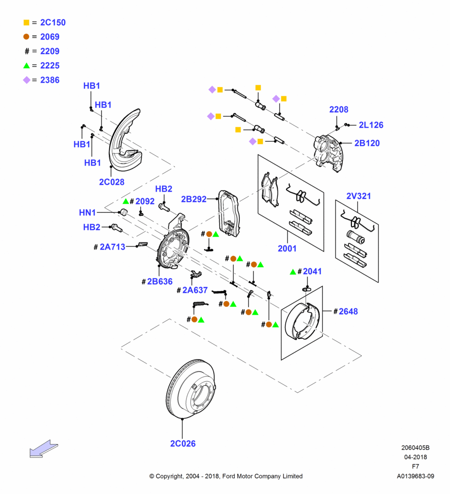 05B - Rear Brake Discs and Calipers, Ford 550 Series, Ford 450 Series; 19/JUL/2004-18/DEC/2006