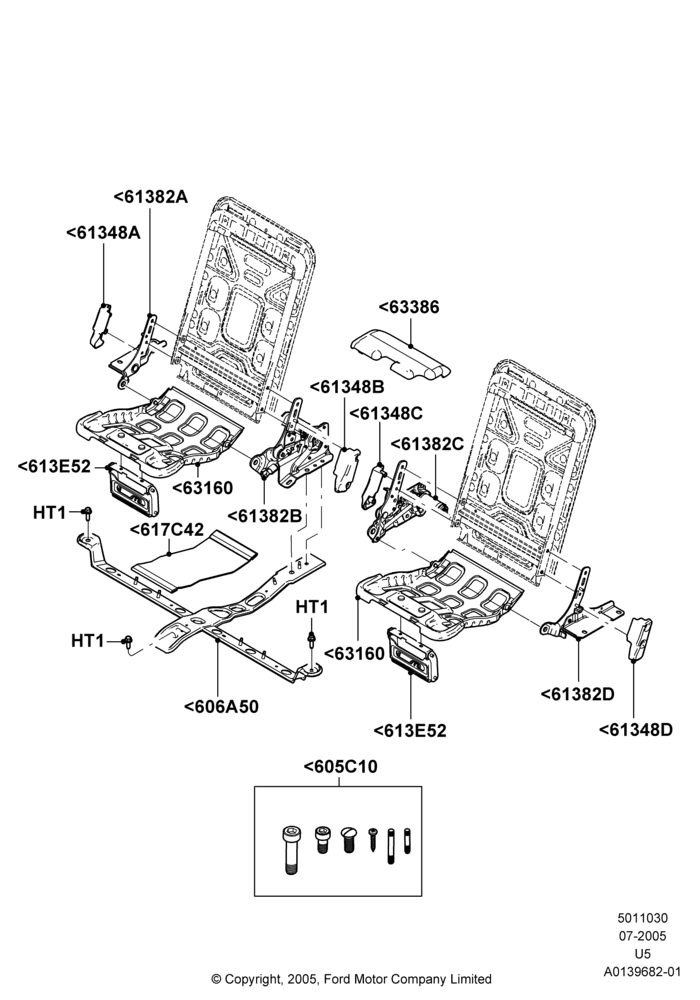 30U - Rear Seat Base, With Third Row Power Folding Seat; 19/JUL/2005-16/DEC/2010