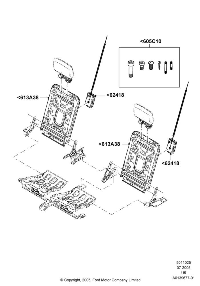 25T - Rear Seat Back, With Third Row Split Bench Seat; 19/JUL/2005-16/DEC/2010