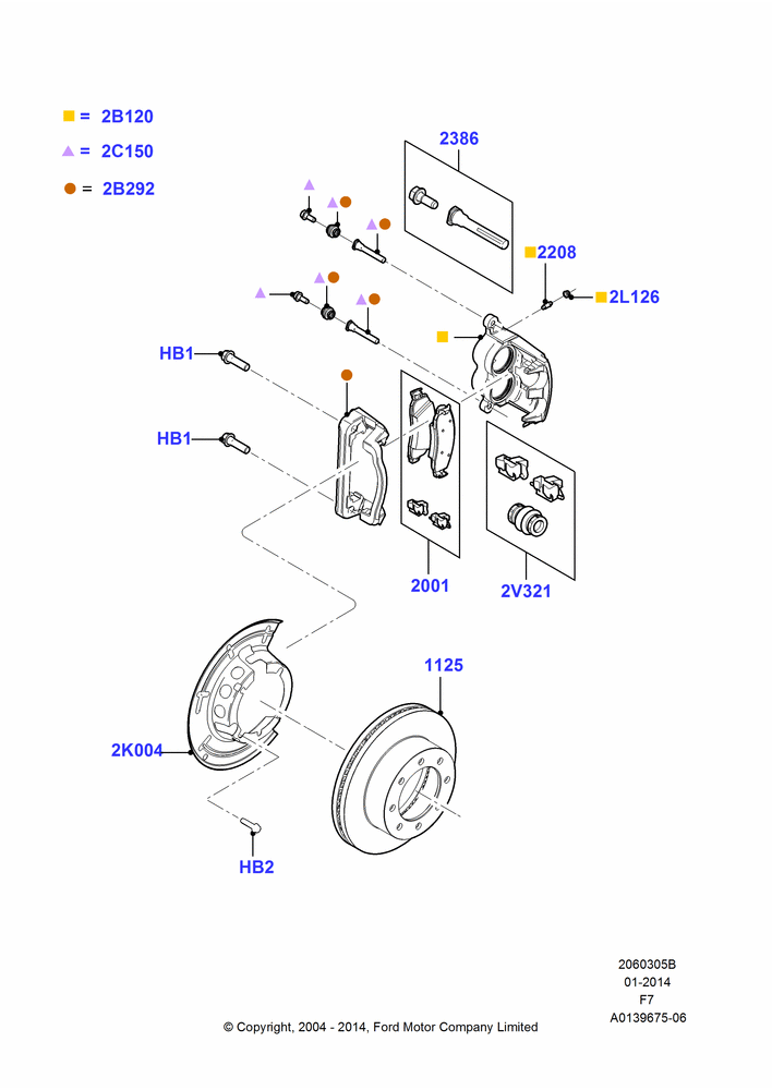 Front Brake Discs and Calipers, Ford 250 Series, Ford 350 Series, LHD 4WD (Part Time Drive)