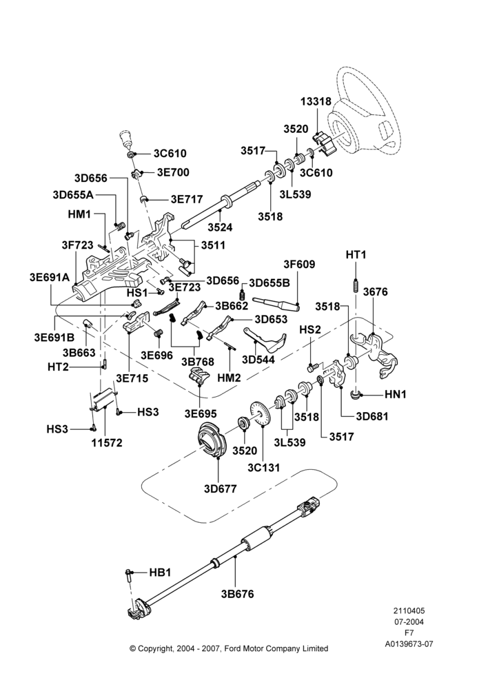 05C - Steering Column, Automatic Transmission, With Tilt Steering Wheel; 19/JUL/2004-18/DEC/2006