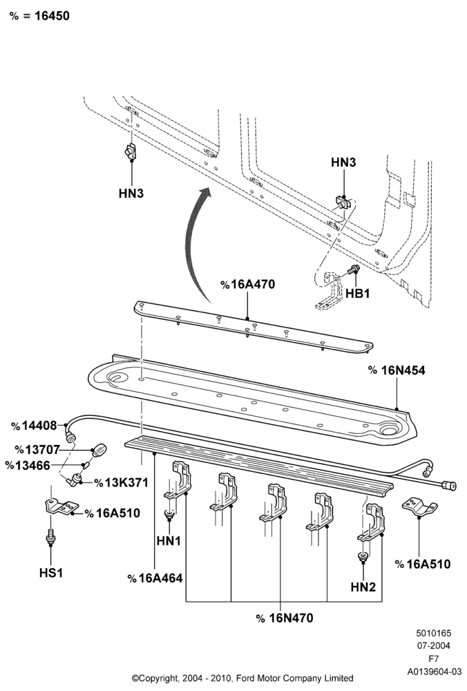 65K - Running Boards/Side Steps, Crew Cab, King Ranch Version Package, With Side Auxiliary Step And Lights; 19/JUL/2004-18/DEC/2006