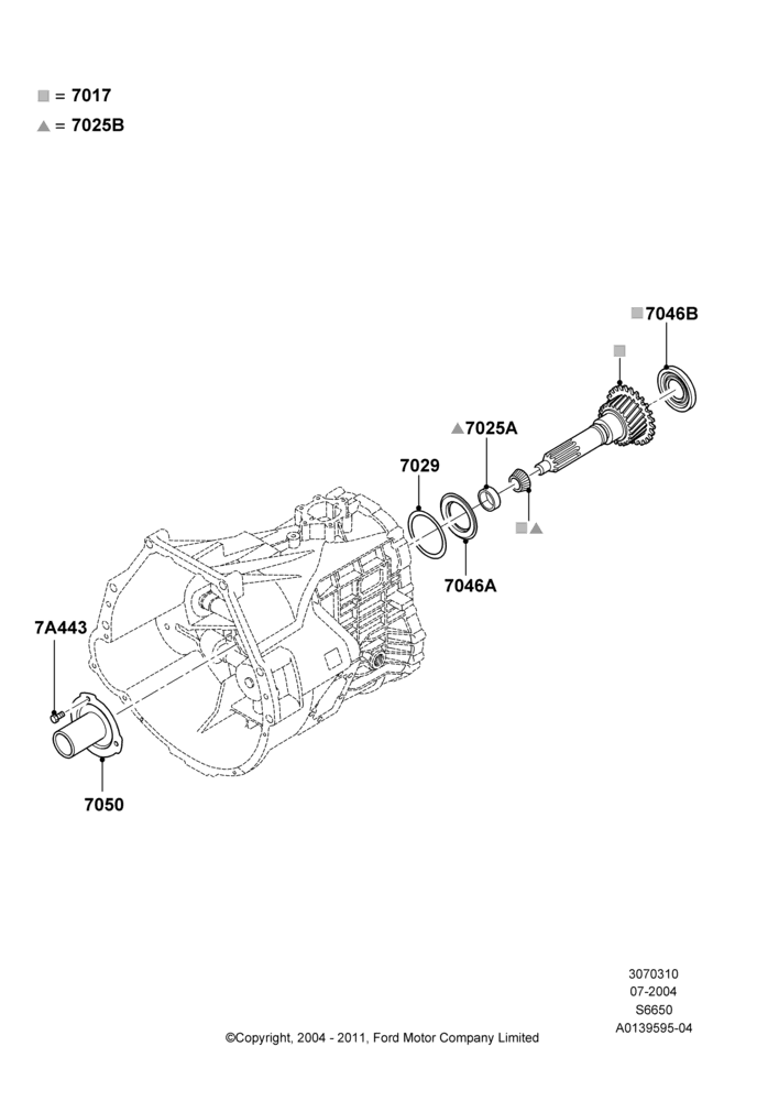 10B - Input Shaft, Gear Sets & Bearings, 6 Speed Manual Z/F S6-650, LHD 4WD (Part Time Drive), M6HD-W 6 Speed Manual Transmission; 19/JUL/2004-12/FEB/2010