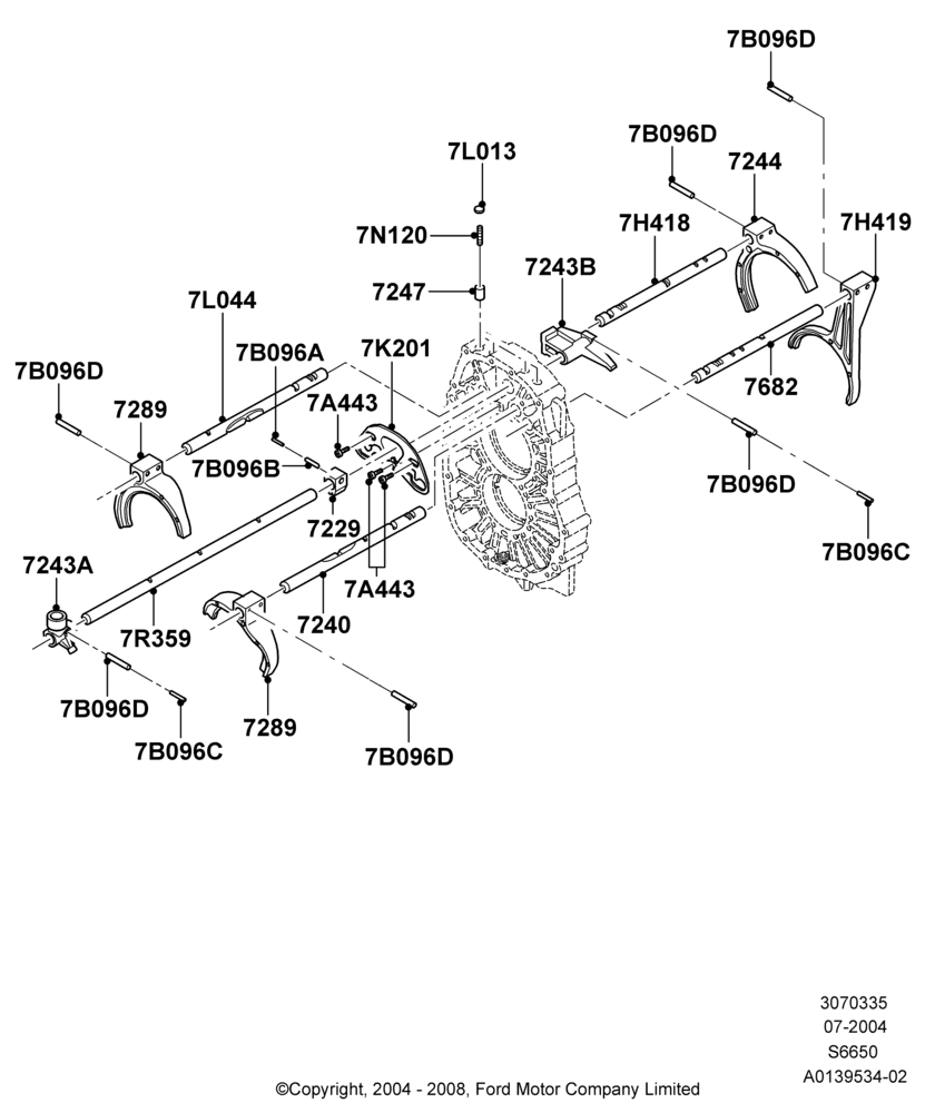 35A - Manual Trans Gear Shift Linkage, 6 Speed Manual Z/F S6-650, LHD RWD, M6HD-W 6 Speed Manual Transmission; 19/JUL/2004-12/FEB/2010