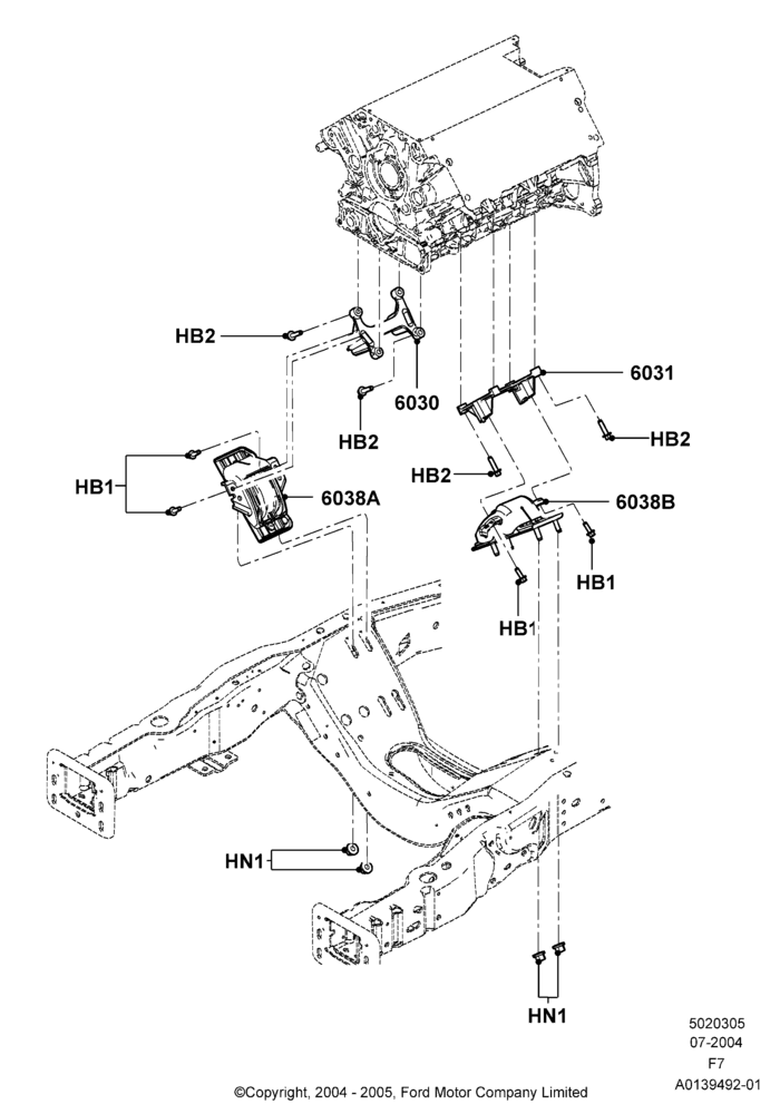 05B - Engine Mounting, 6.0L OHV Diesel V8; 19/JUL/2004-18/DEC/2006